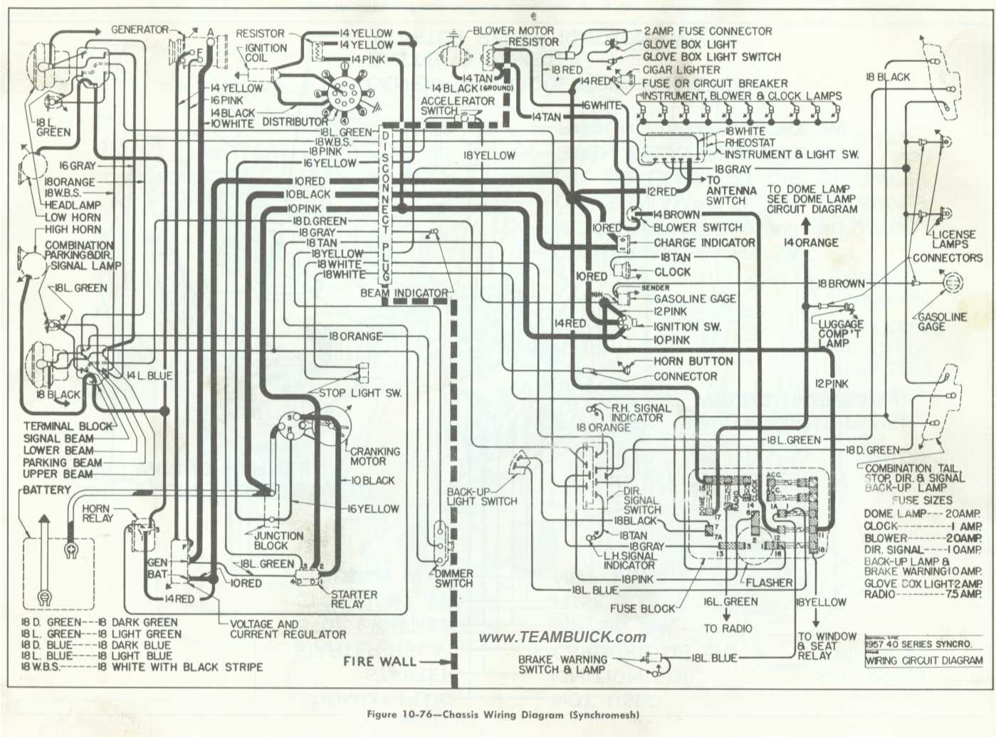 1957 Buick Chassis Wiring Diagram ( Synchromesh)