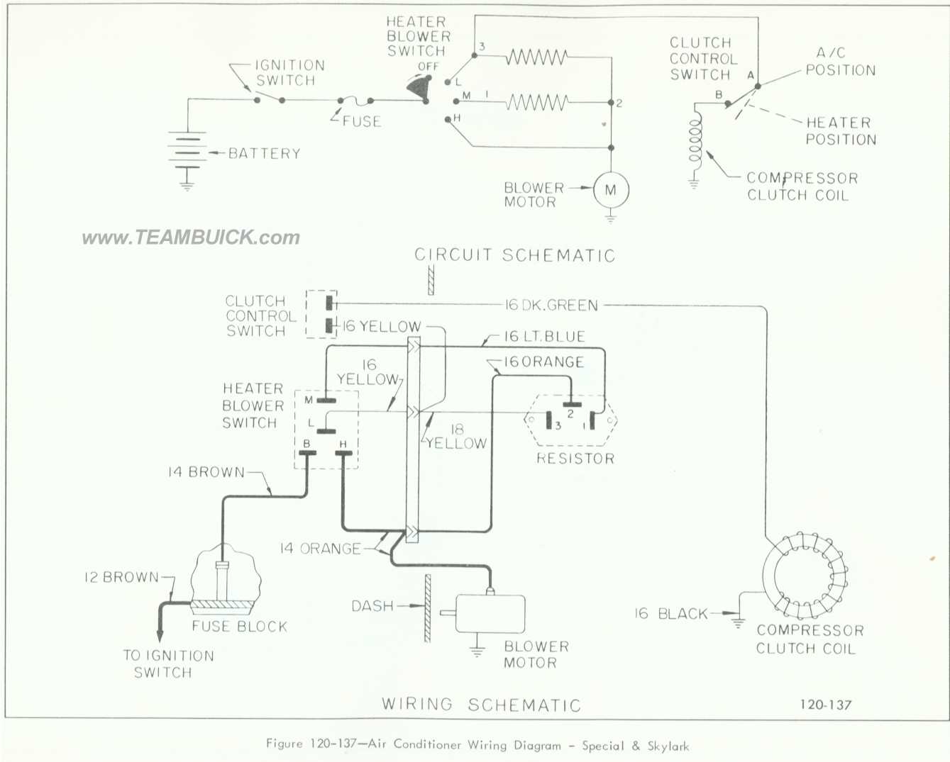 1966 Buick Special, Skylark, Air Conditioner Wiring Diagram
