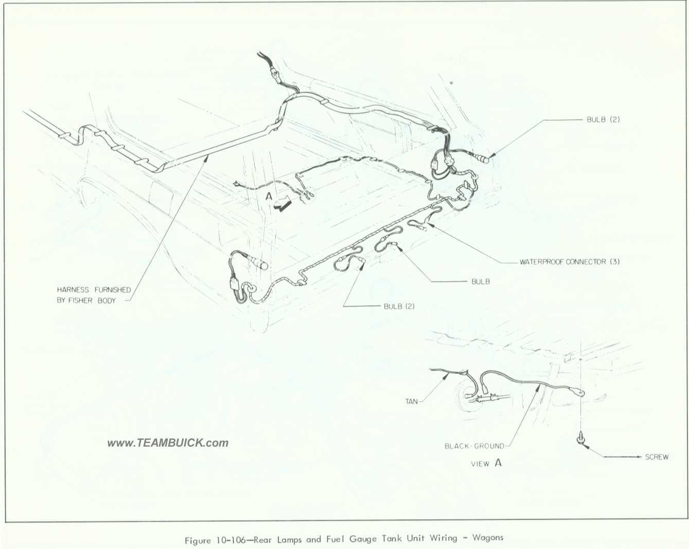 1964 Buick Rear Lamps and Fuel Gauge Tank Unit Wiring, Wagons