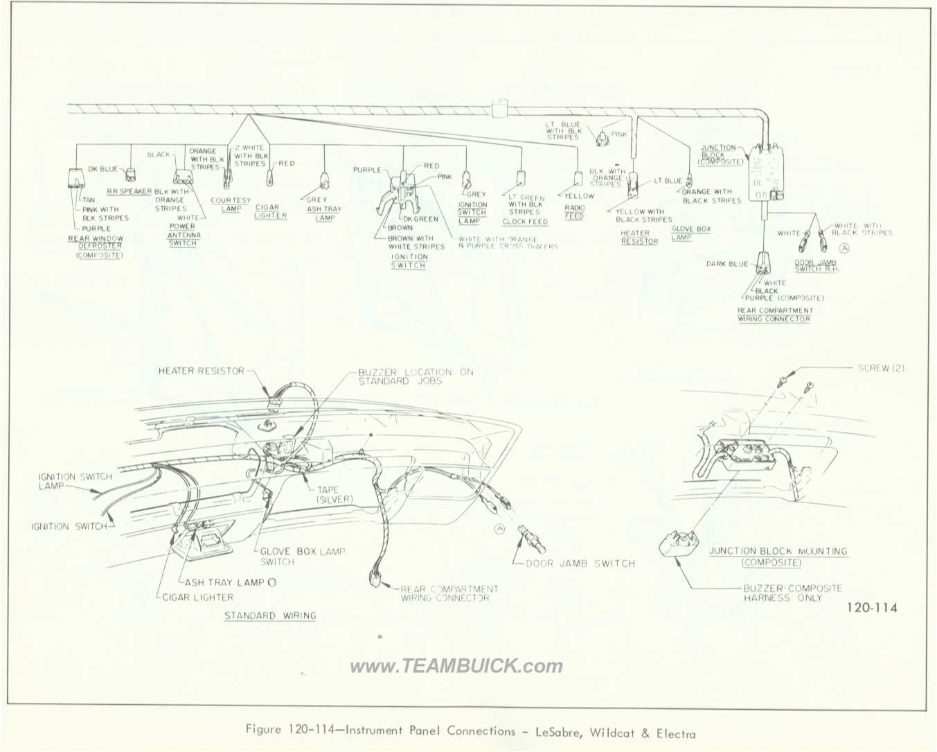 1966 Buick LeSabre, Wildcat and Electra, Instrument Panel Connections