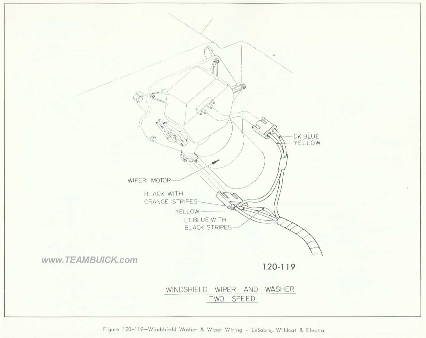 1966 Buick LeSabre, Wildcat and Electra, Windshield Washer and Wiper Wiring