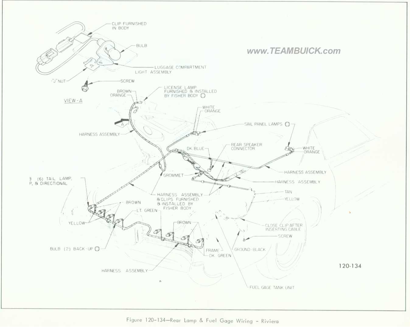 1966 Buick Riviera, Rear Lamp and Fuel Gauge Wiring