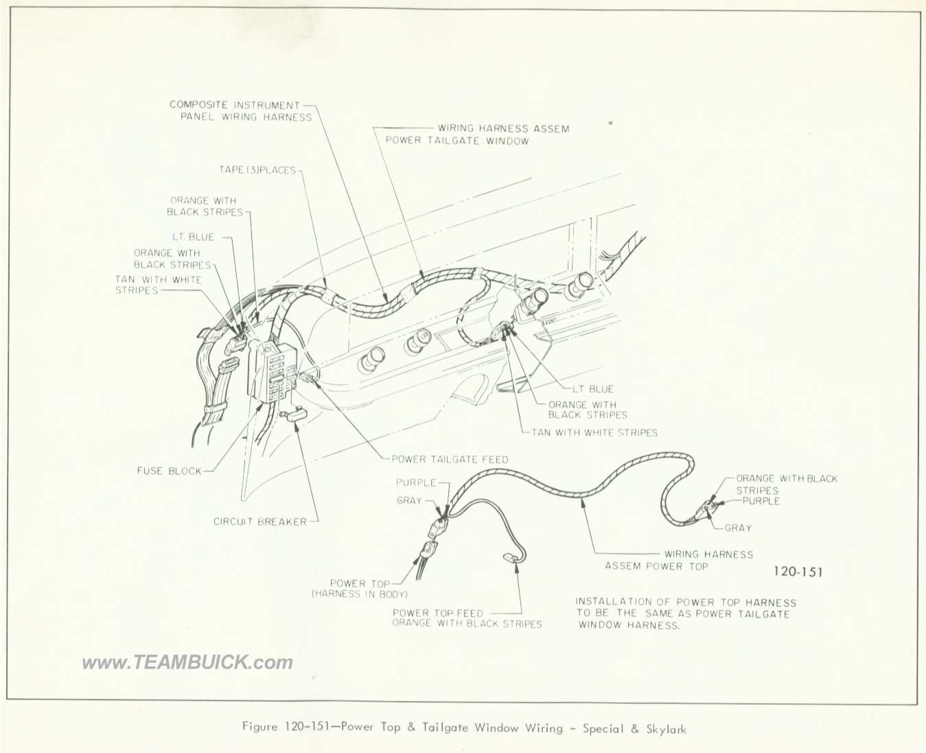 1966 Buick Special, Skylark, Power Top and Tailgate Window Wiring