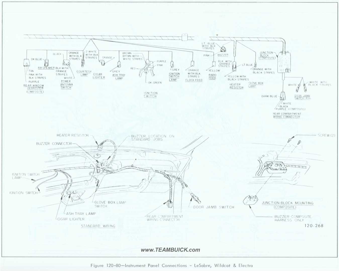 1967 Buick LeSabre, Wildcat, Electra, Instrument Panel Connections