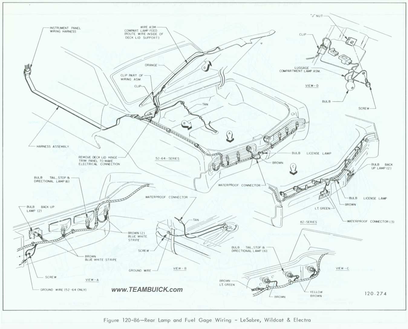 1967 Buick LeSabre, Wildcat, Electra, Rear Lamp and Fuel Gage Wiring