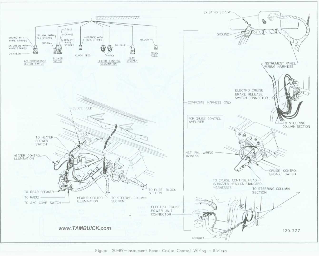 1967 Buick Riviera, Instrument Cruise Control Panel Wiring