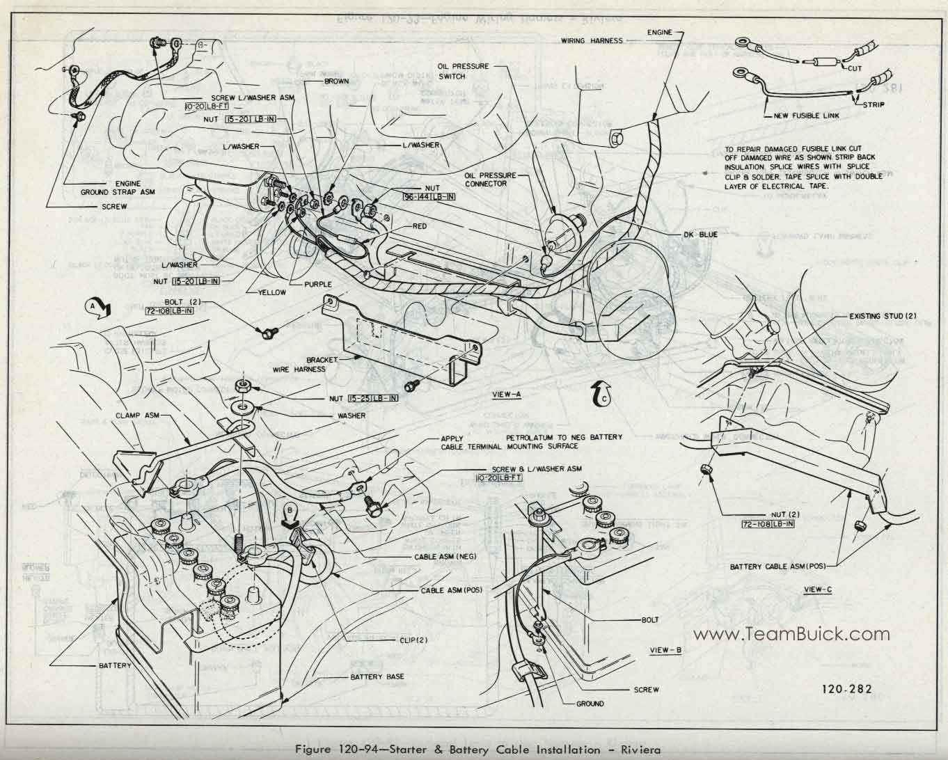 1967 Buick Riviera, Starter and Battery Cable Installation